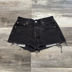 Vintage Levis Shorts Red Tab 501XX Womens 28 Button Up Distressed Denim USA Made